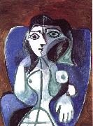 woman in a blue armcbair pablo picasso